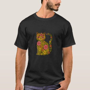 Camiseta Jardín de flores gato gatito lindo exuberante verd