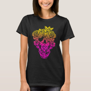 Camiseta Jardín de flores Hermosa Muerte Calavera Composta