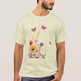 Camiseta Jardín de flores silvestres y arte popular de mari