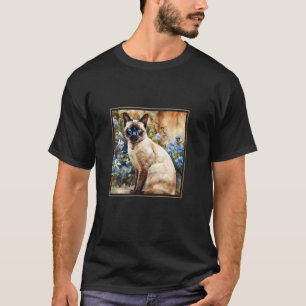 Camiseta Jardín de gatos siameses Flores Pintura Mascota Ma
