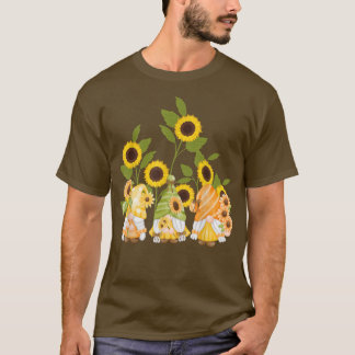 Camiseta jardín de girasoles gnomes lindo T-Shir verano fem