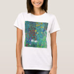 Camiseta Jardín de granja con girasoles, Gustav Klimt<br><div class="desc">Gustav Klimt (14 de julio de 1862 - 6 de febrero de 1918) era un pintor simbolista austríaco y uno de los miembros más destacados del movimiento secesión de Viena. Klimt es conocido por sus pinturas, murales, bocetos y otros objetos artísticos. Además de sus obras figurativas, que incluyen alegorías y...</div>