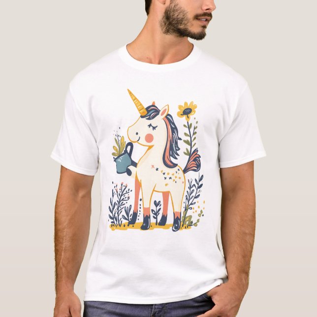 Camiseta Jardín de granjero Unicornio (1) (Anverso)