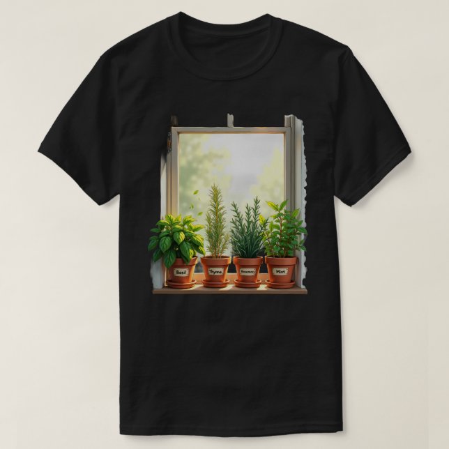 Camiseta Jardín de hierbas en el alféizar (Diseño del anverso)