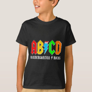 Camiseta Jardín de infantes Abcd rocas niños vuelven a la e