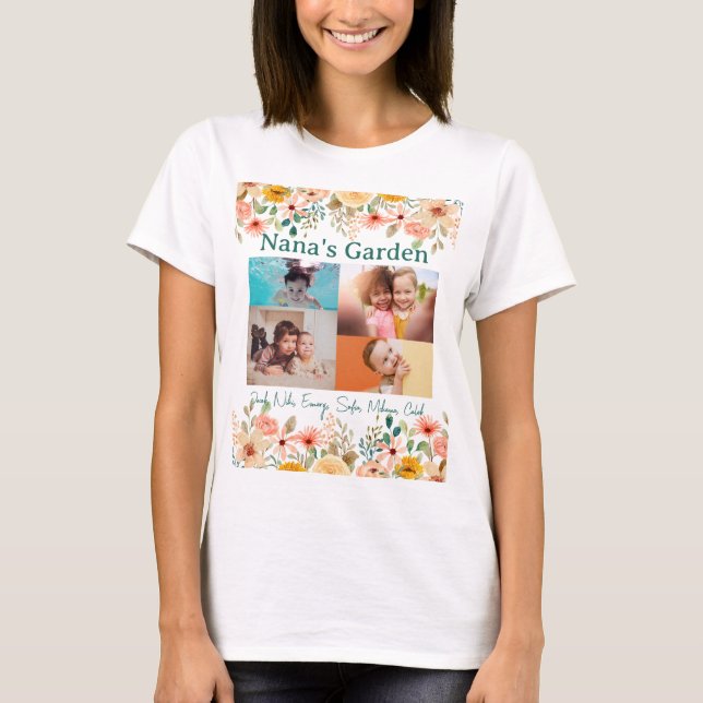 Camiseta Jardín de la abuela de la Collage de fotos persona (Anverso)