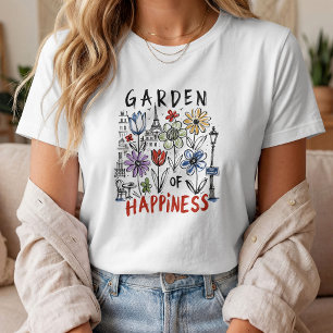 Camiseta Jardín de la Felicidad – Boceto Floral de París