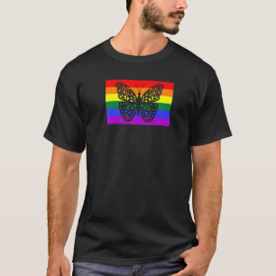Camiseta Jardín de mariposas monarca lindo bandera de orgul