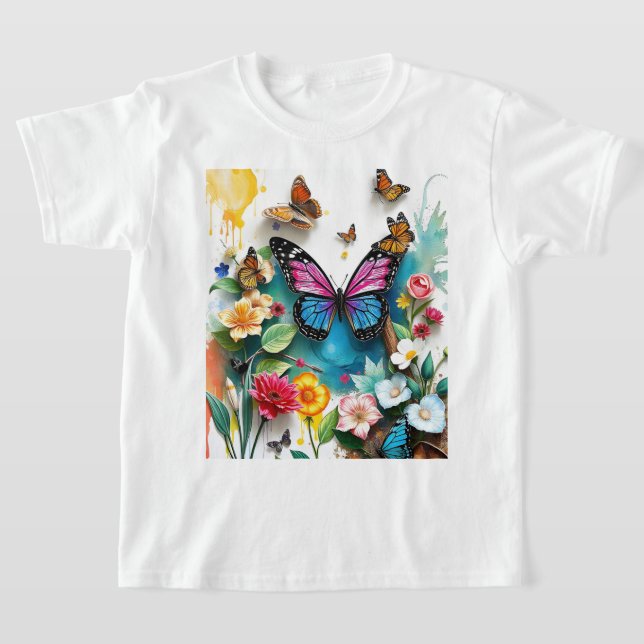 Camiseta Jardín de mariposas vibrante | Diseño inspirado de (Distribución)