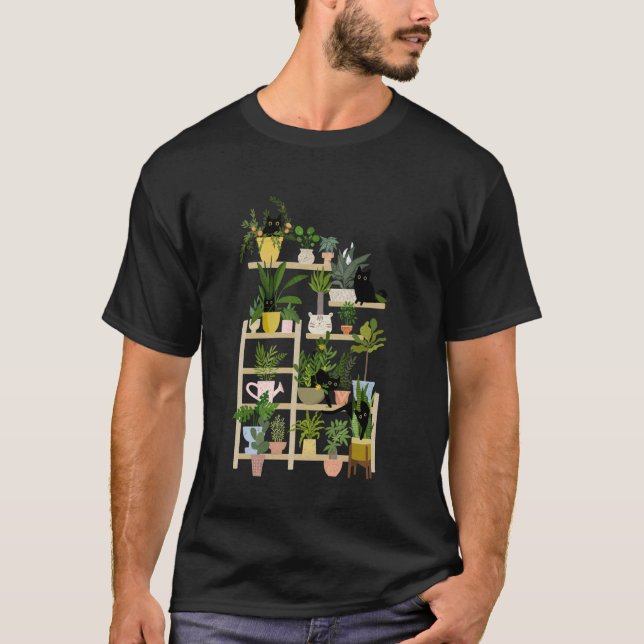 Camiseta Jardín De Plantas De Gatos, Gato Loco Y Dama De Pl (Anverso)