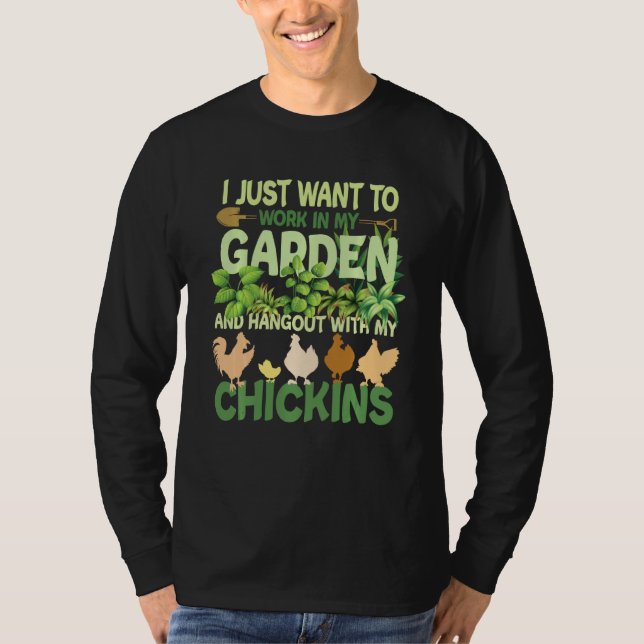 Camiseta Jardín De Pollos Gracioso Jardinería Para Hombres  (Anverso)