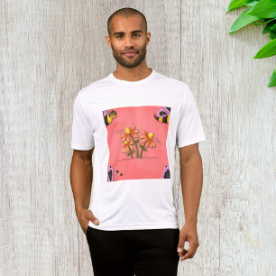 Camiseta Jardín de primavera rosada de abejas y flores
