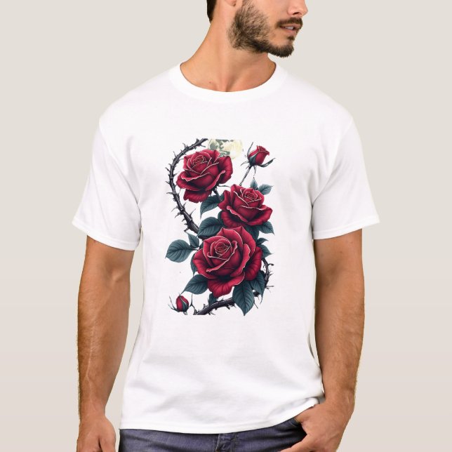 Camiseta Jardín de Rosas góticos - Florales románticos oscu (Anverso)