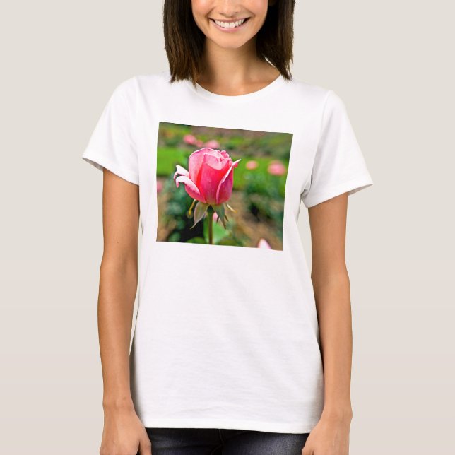 Camiseta Jardín de Rosas Rosadas (Anverso)