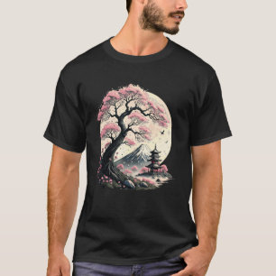 Camiseta Jardín de Sakura Japonesa Geisha Monte Fuji Flor d