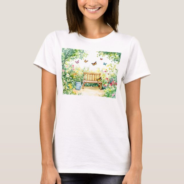 Camiseta Jardín de verano con mariposas (Anverso)