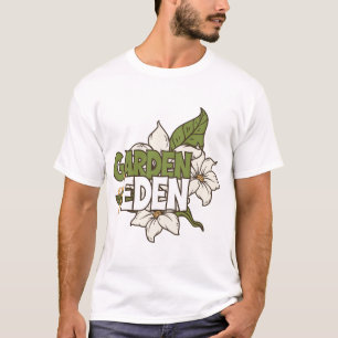 Camiseta Jardín del Edén Arte Botánico Floral Blanco