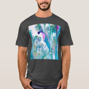 Camiseta Jardín en crecimiento en azul Resumen arte acrílic