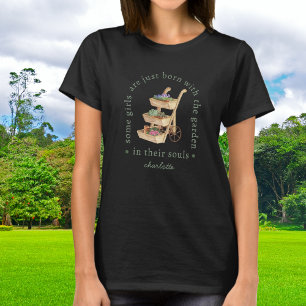 Camiseta Jardín en su alma Carro de flores rústico con nomb