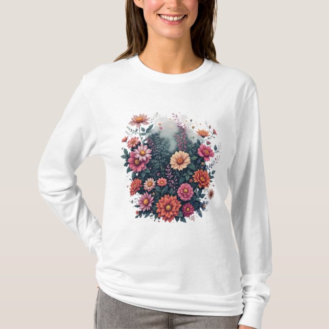 Camiseta Jardín encantado - Colorido Bouquet floral con Mam (Anverso)
