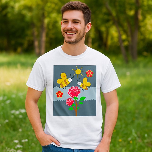 Camiseta Jardín floral de abejas y Rosas (Subido por el creador)