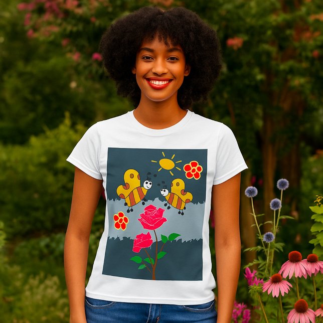 Camiseta Jardín floral de abejas y Rosas (Subido por el creador)