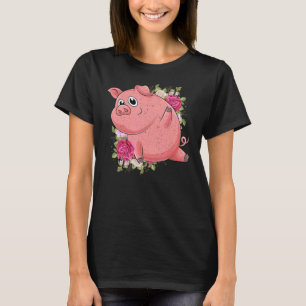 Camiseta Jardín Flores Granja Animal Granjero Cerdo Cerdito