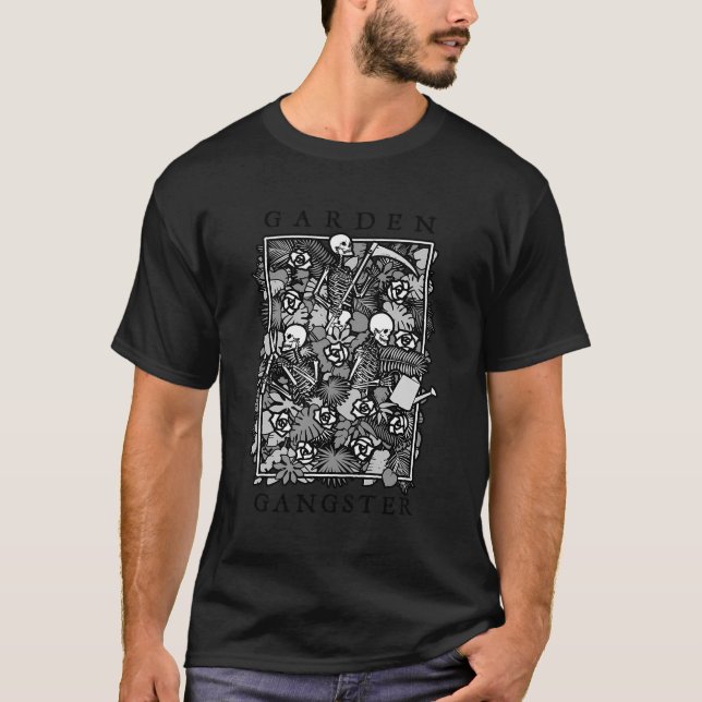 Camiseta Jardín Gangster Funny Gardening Gótico Skeleton Bo (Anverso)