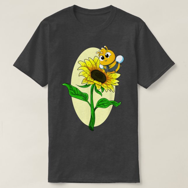 Camiseta Jardín Girasol Cubo Abeja Flor Amarilla Hippie Sun (Diseño del anverso)