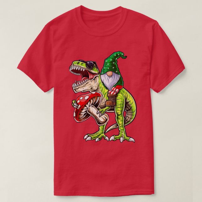 Camiseta Jardín Gnome Gorra T Rex Dinosaur Funny Gardening  (Diseño del anverso)