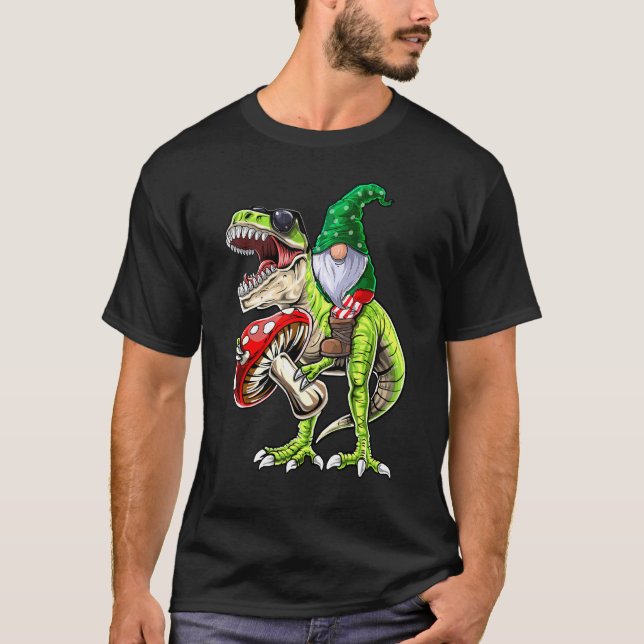 Camiseta Jardín Gnome Gorra T Rex Dinosaur Gardening Mujere (Anverso)