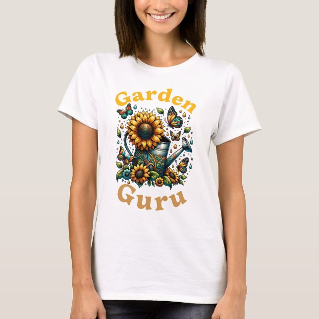 Camiseta Jardín Guru Waters Can y Sunflowers White (Anverso)