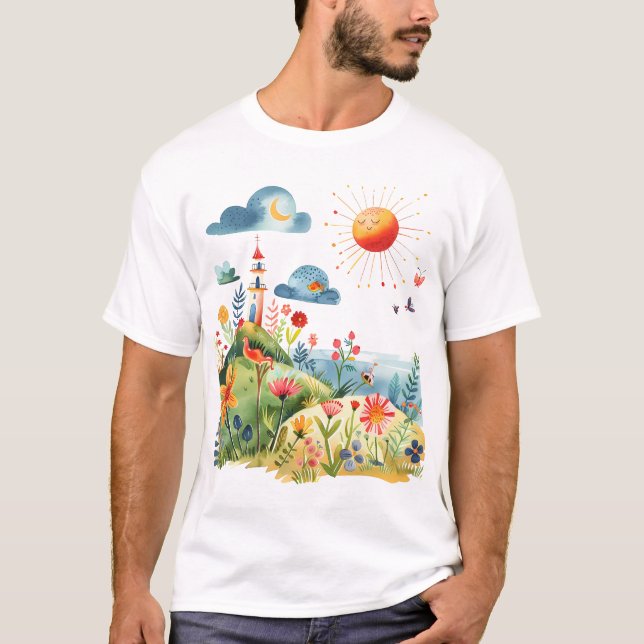 Camiseta Jardín hermoso de verano (Anverso)