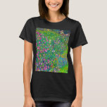 Camiseta Jardín Italiano, Gustav Klimt<br><div class="desc">Gustav Klimt (14 de julio de 1862 - 6 de febrero de 1918) era un pintor simbolista austríaco y uno de los miembros más destacados del movimiento secesión de Viena. Klimt es conocido por sus pinturas, murales, bocetos y otros objetos artísticos. Además de sus obras figurativas, que incluyen alegorías y...</div>