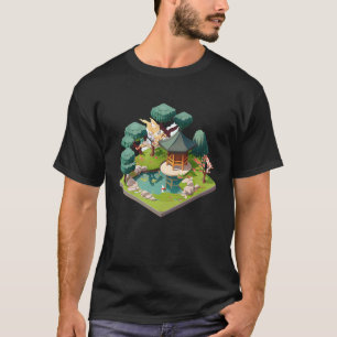 Camiseta Jardín Japonés Bonsai Estanque Santuario isométric