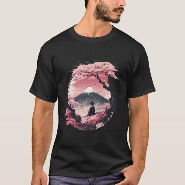 Camiseta Jardín Japonés de Mount Fuji Cherry florece (Anverso)