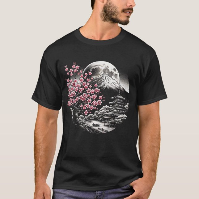 Camiseta Jardín japonés Geisha Monte Fuji (Anverso)