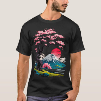 Camiseta Jardín Japonés Sakura Geisha Monte Fuji Cerezo