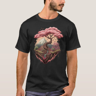 Camiseta Jardín Japonés Sakura Geisha Monte Fuji Flor de Ce