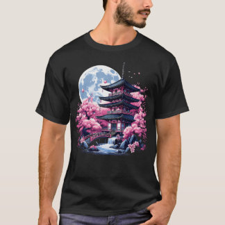 Camiseta Jardín Japonés Sakura Geisha Monte Fuji Flor de Ce