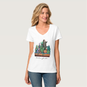 Camiseta Jardín lindo del cactus de la acuarela en pote