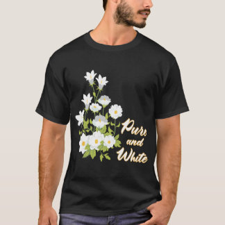 Camiseta Jardín Lunar Arte Floral Puro y Blanco