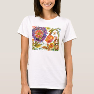 Camiseta Jardín morado y Naranja