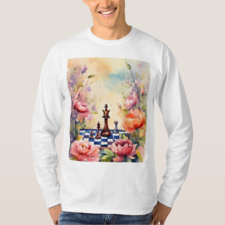 Camiseta "Jardín romántico de ajedrez: estrategia floral en