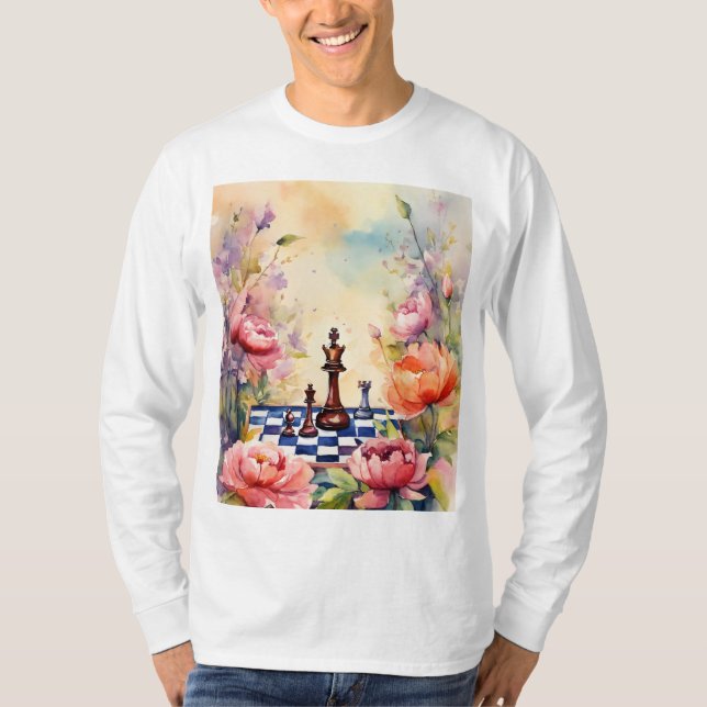 Camiseta "Jardín romántico de ajedrez: estrategia floral en (Anverso)