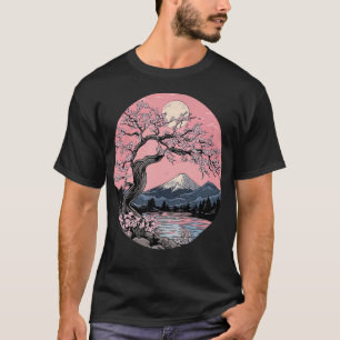 Camiseta Jardín Sakura Monte Fuji Flor de Cerezo Japonesa