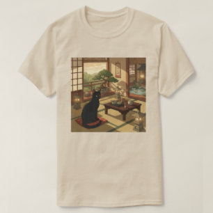 Camiseta Jardín Zen Gato Negro