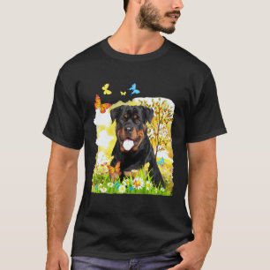 Camiseta Jardinería 4\Perro Rottweiler Lindo En El Jardín L