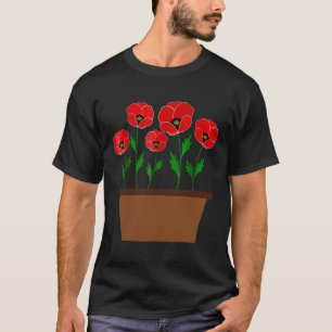 Camiseta Jardinería Amapolas Maceta Jardín de Flores