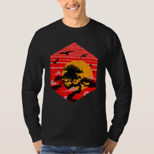 Camiseta Jardinería budista zen atardecer estético japonés 